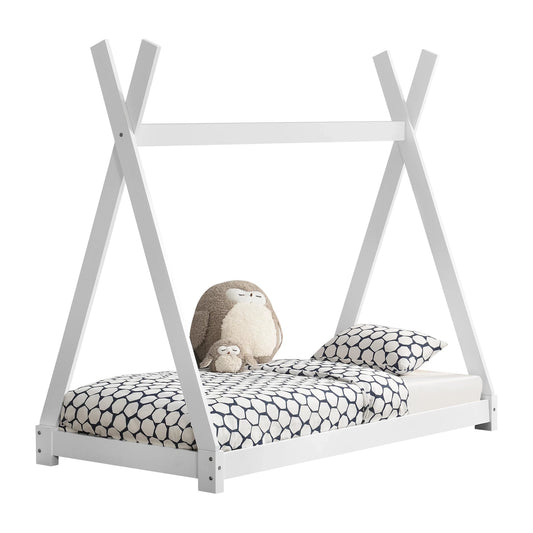 In And OutdoorMatch Kinderbed Dane - Tipi - Grenen - Met bedbodem - 80x160 cm - Wit - Jongensbed - Meisjesbed - Leuk Design Kinder bedden