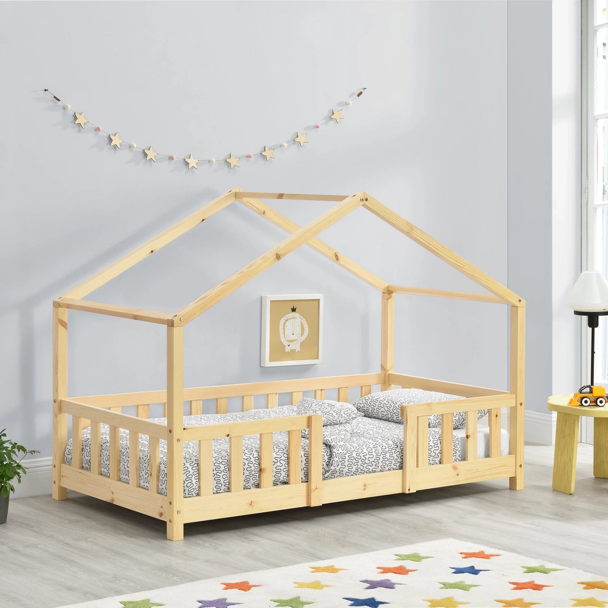 In And OutdoorMatch Kinderbed Dianna - Met valbeveiliging - 80x160 cm - Hout - Voor meisjes - Voor jongens - Voor kinderen Kinder bedden