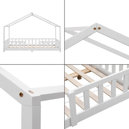 In And OutdoorMatch Kinderbed Edgar - Met valbeveiliging - 120x200 cm - Wit Mat - Voor meisjes - Voor jongens - Voor kinderen Kinder bedden