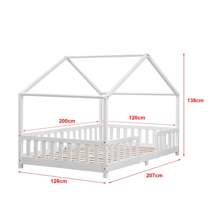 In And OutdoorMatch Kinderbed Edgar - Met valbeveiliging - 120x200 cm - Wit Mat - Voor meisjes - Voor jongens - Voor kinderen Kinder bedden