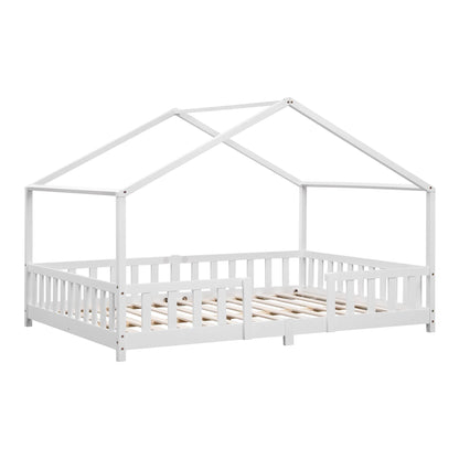 In And OutdoorMatch Kinderbed Edgar - Met valbeveiliging - 120x200 cm - Wit Mat - Voor meisjes - Voor jongens - Voor kinderen Kinder bedden