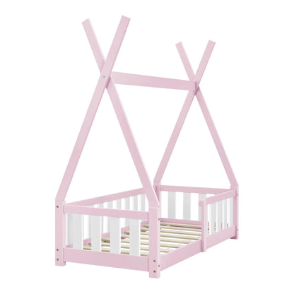 In And OutdoorMatch Kinderbed Germaine - Tipi - Met valbescherming - en matras - 70x140 cm - Roze - Voor meisjes - Voor jongens - Voor kinderen Kinder bedden