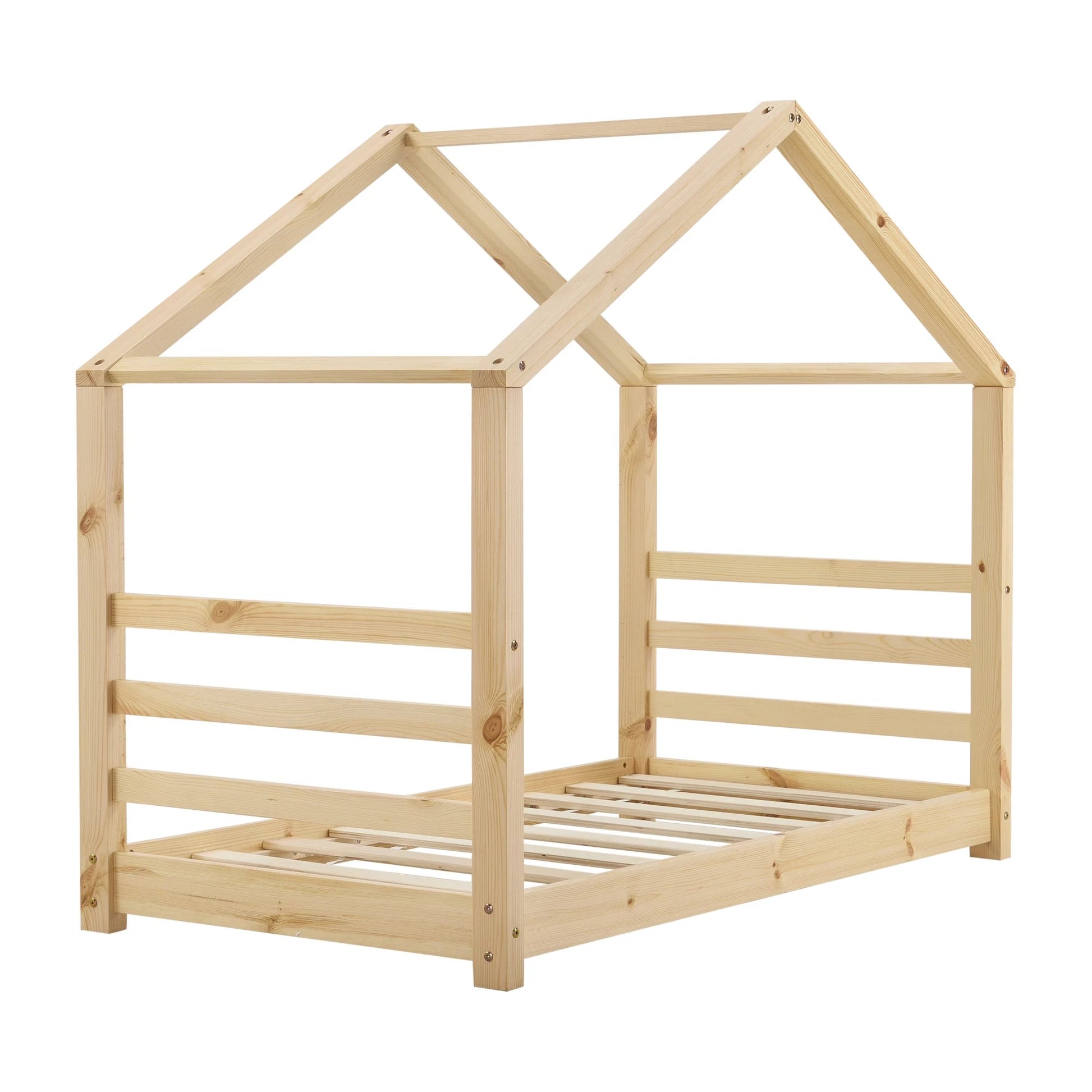 In And OutdoorMatch Kinderbed Joey - Houten bed - Huisbed - Met bedbodem - 80x160cm - Hout - Voor kinderen - Voor meisjes - Voor jongens Kinder bedden