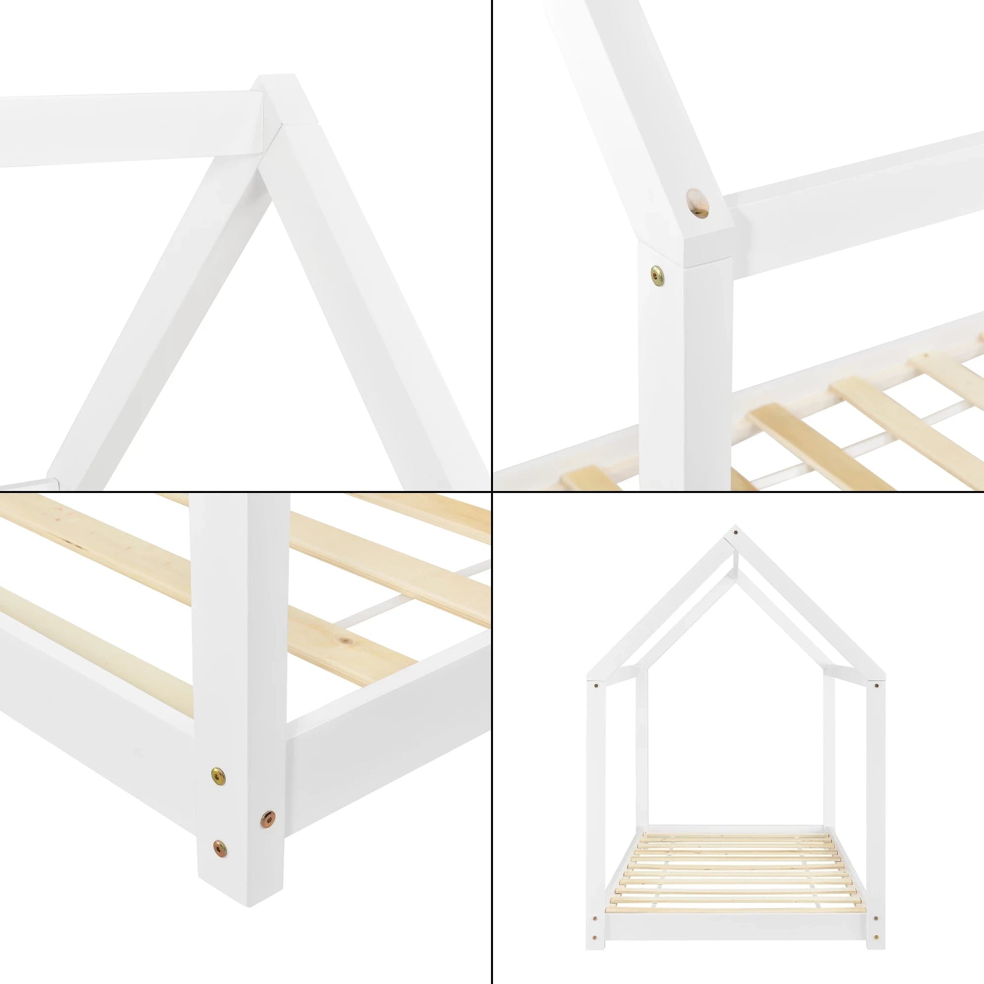 In And OutdoorMatch Kinderbed Katherine - Houten bed - Huisbed - 70x140 cm - Wit - Voor meisjes - Voor jongens - Voor kinderen Kinder bedden