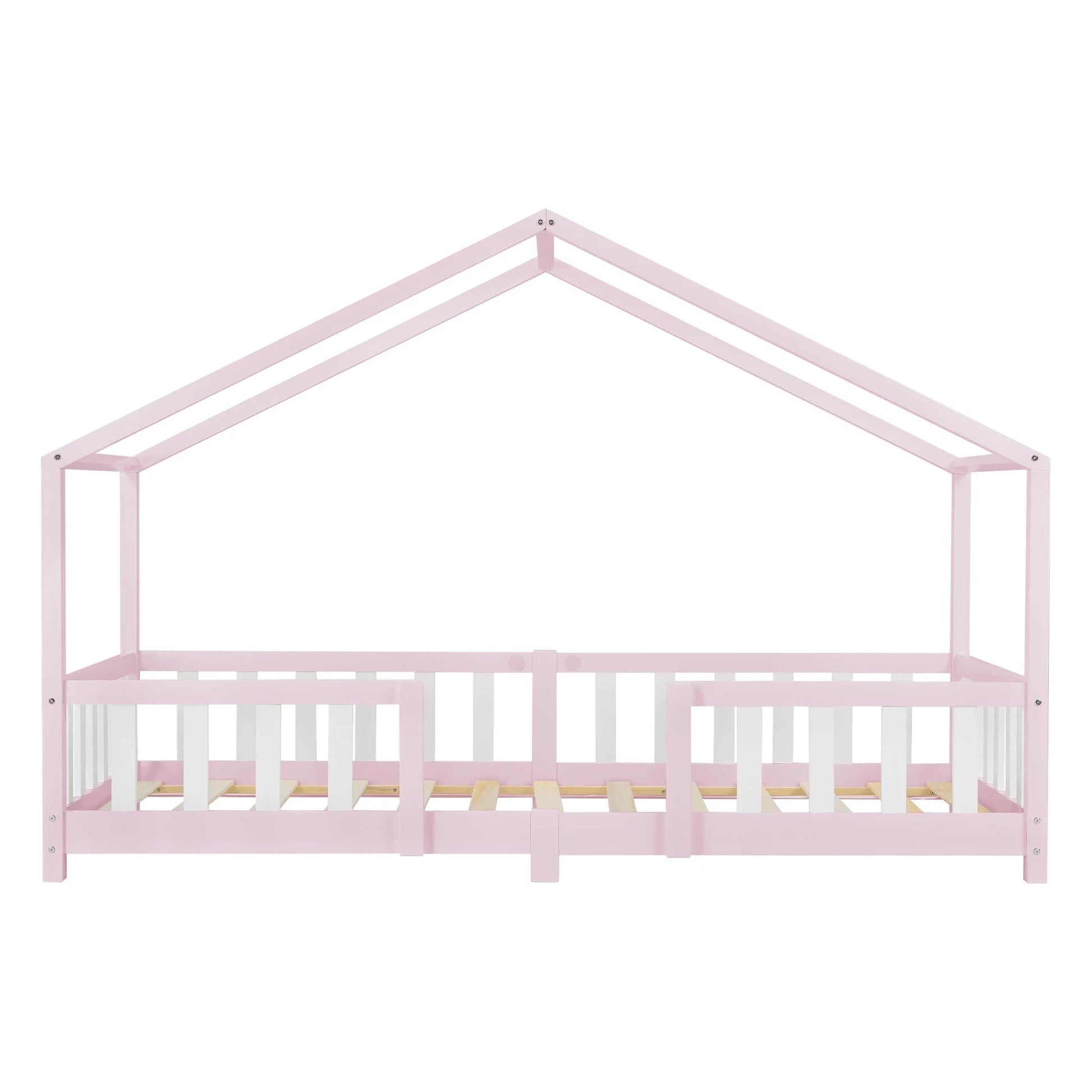 In And OutdoorMatch Kinderbed Kaya - Met valbeveiliging - 90x200 cm - Roze en Wit - Voor meisjes - Voor jongens - Voor kinderen Kinder bedden