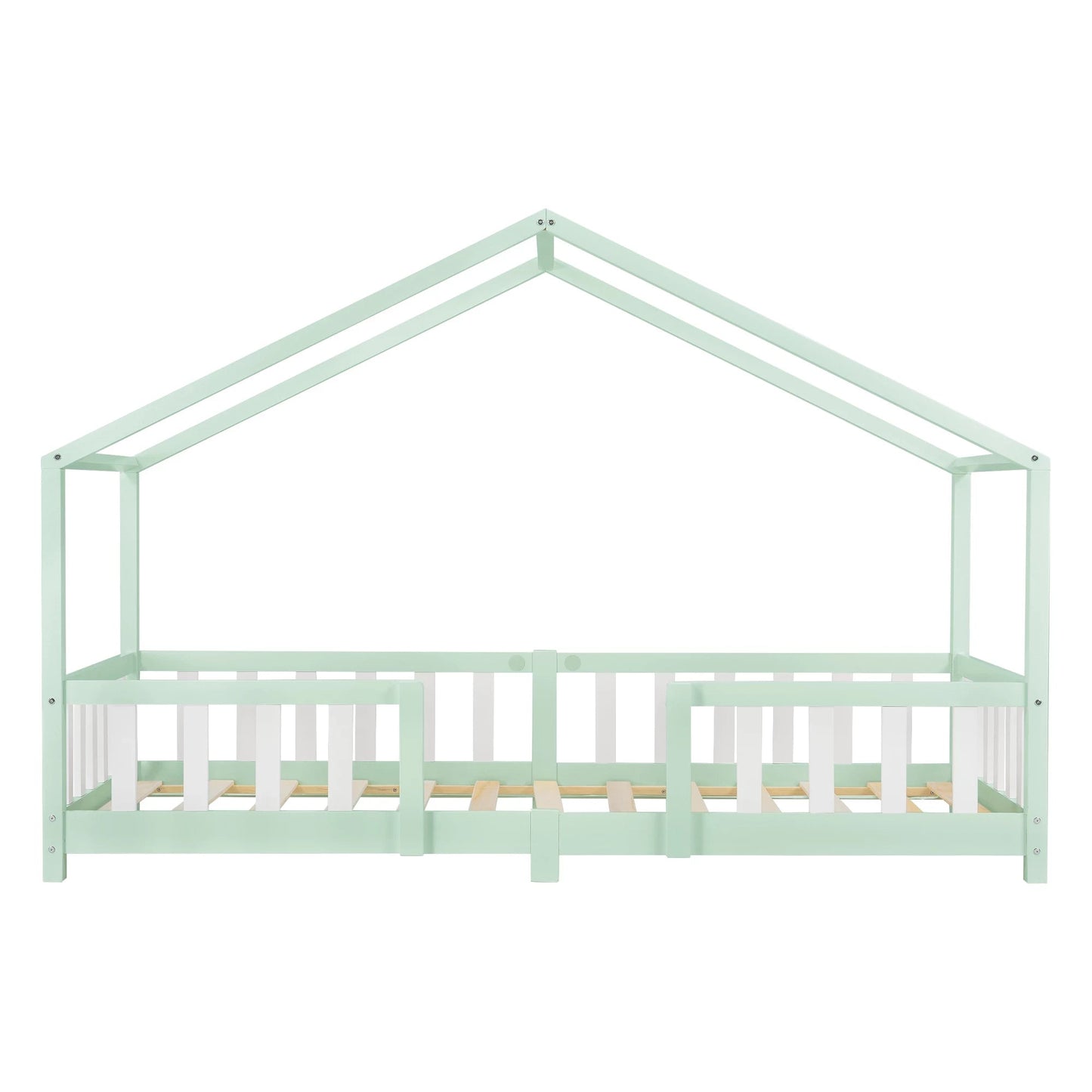 In And OutdoorMatch Kinderbed Kristoffer - Met valbeveiliging - 90x200 cm - Mint en Wit - Voor meisjes - Voor jongens - Voor kinderen Kinder bedden