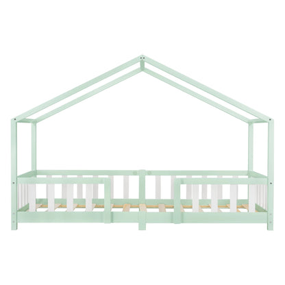 In And OutdoorMatch Kinderbed Kristoffer - Met valbeveiliging - 90x200 cm - Mint en Wit - Voor meisjes - Voor jongens - Voor kinderen Kinder bedden