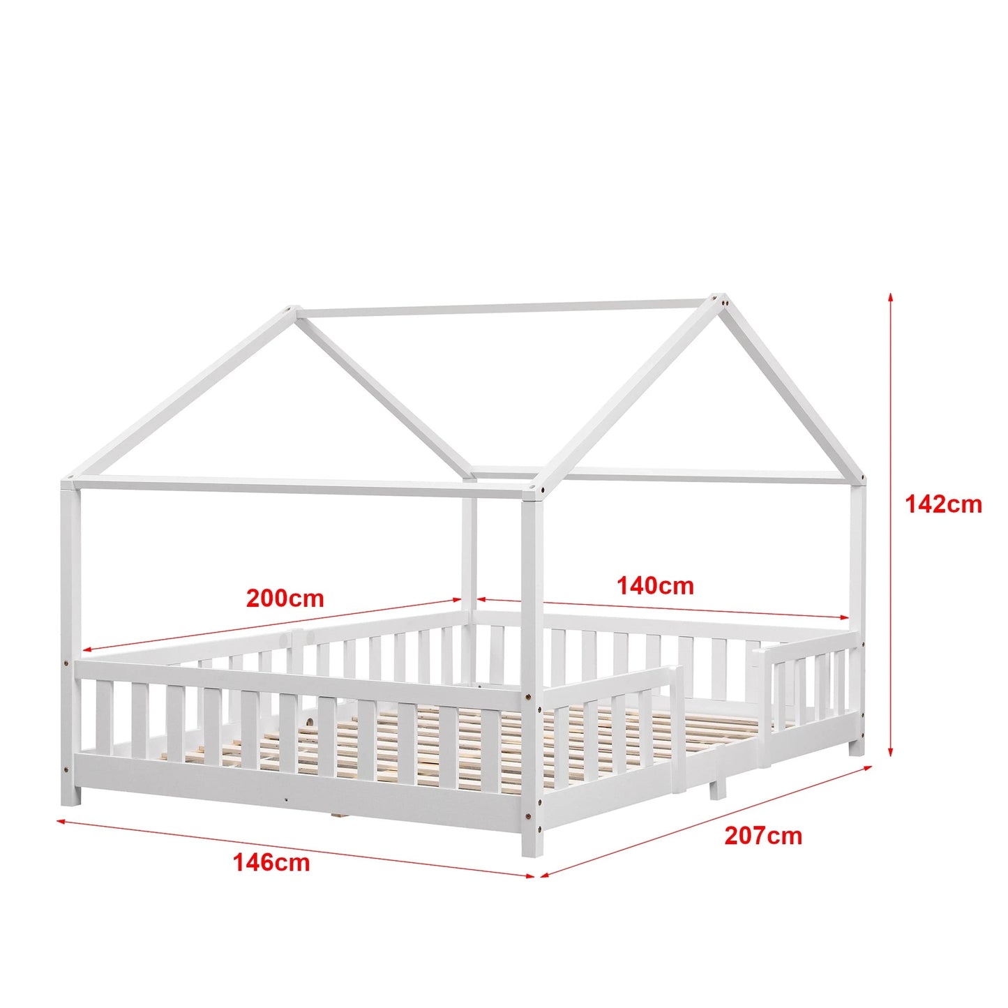 In And OutdoorMatch Kinderbed Nikolas - Met matras - 140x200 cm - Wit - Voor meisjes - Voor jongens Kinder bedden