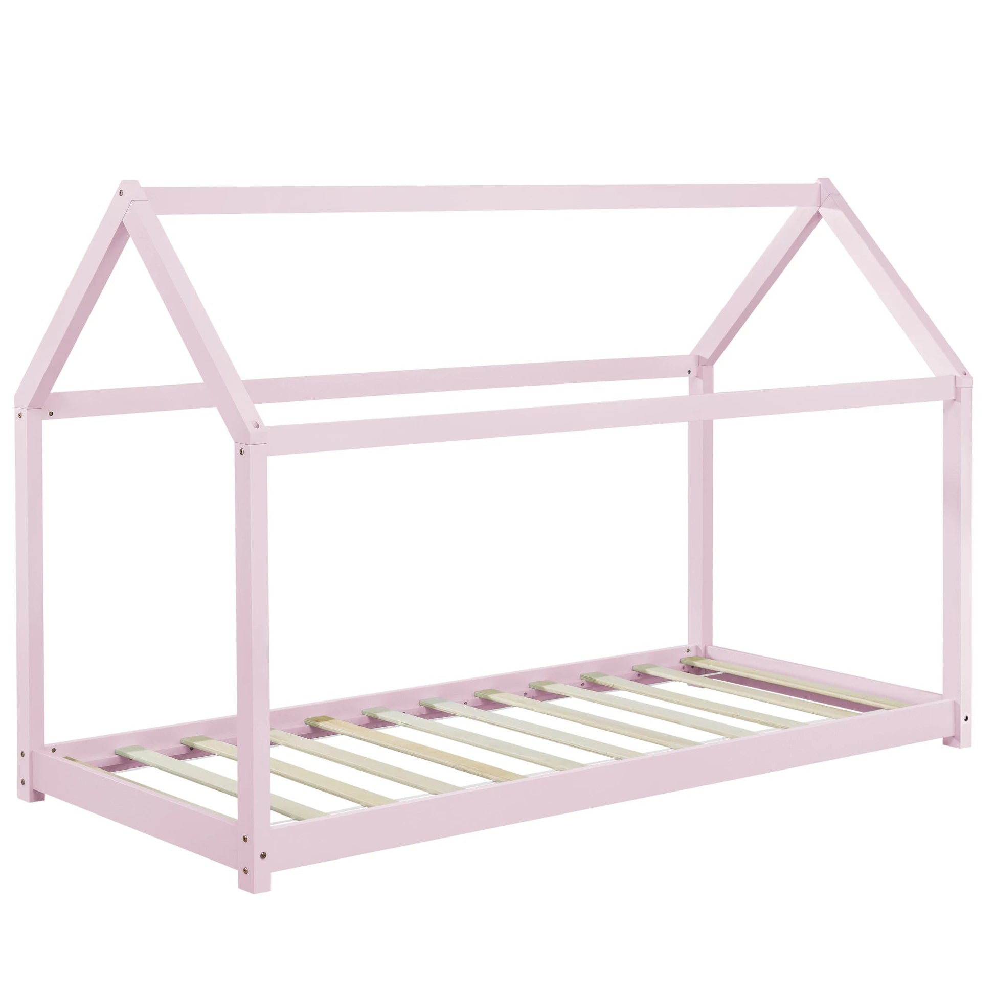 In And OutdoorMatch Kinderbed Ralph - Houten bed - Huisbed - 90x200 cm - Roze - Grenenhout - Voor meisjes - Voor jongens - Voor kinderen Eén persoon slapen