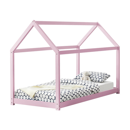 In And OutdoorMatch Kinderbed Ralph - Houten bed - Huisbed - 90x200 cm - Roze - Grenenhout - Voor meisjes - Voor jongens - Voor kinderen Eén persoon slapen