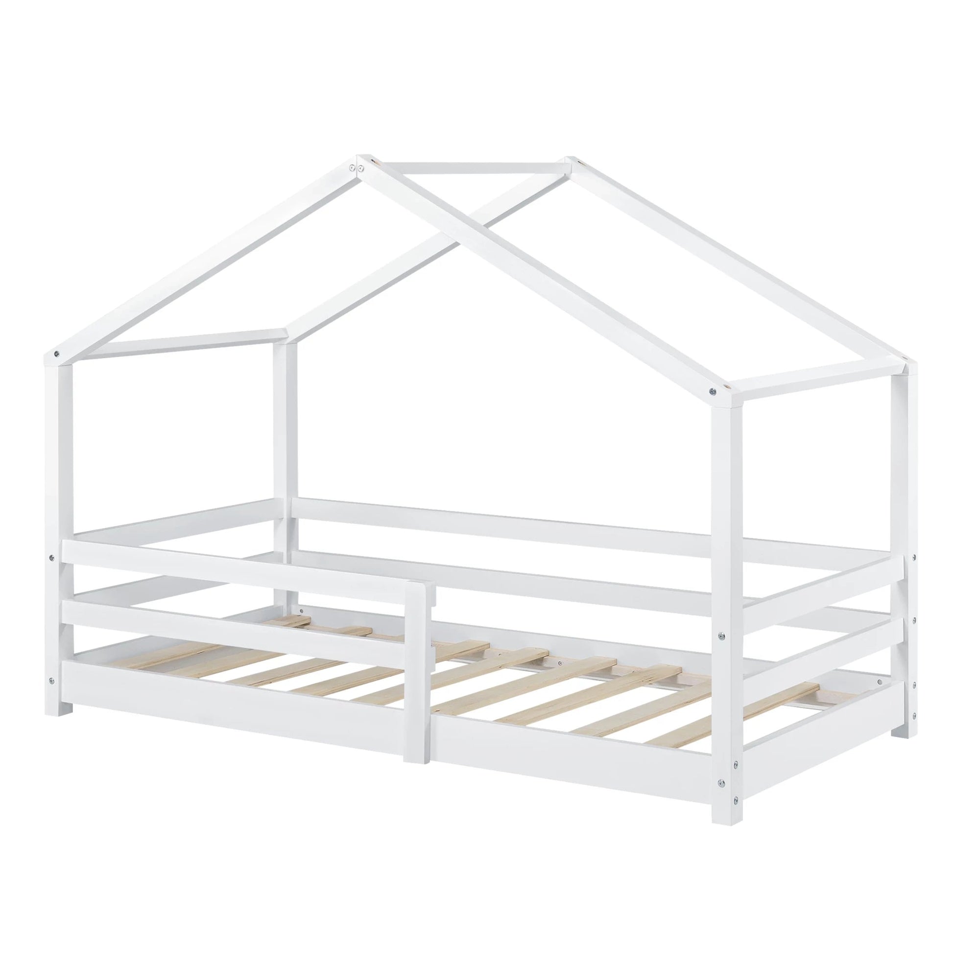 In And OutdoorMatch Kinderbed Randi - Huisbed - Met valbeveiliging - 80x160 - Wit - Grenen - Voor meisjes - Voor jongens - Voor kinderen Kinder bedden