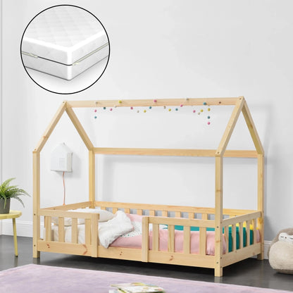 In And OutdoorMatch Kinderbed Rylee - Met valbescherming en matras - 70x140 - Hout - Voor meisjes - Voor jongens - Voor kinderen Kinder bedden