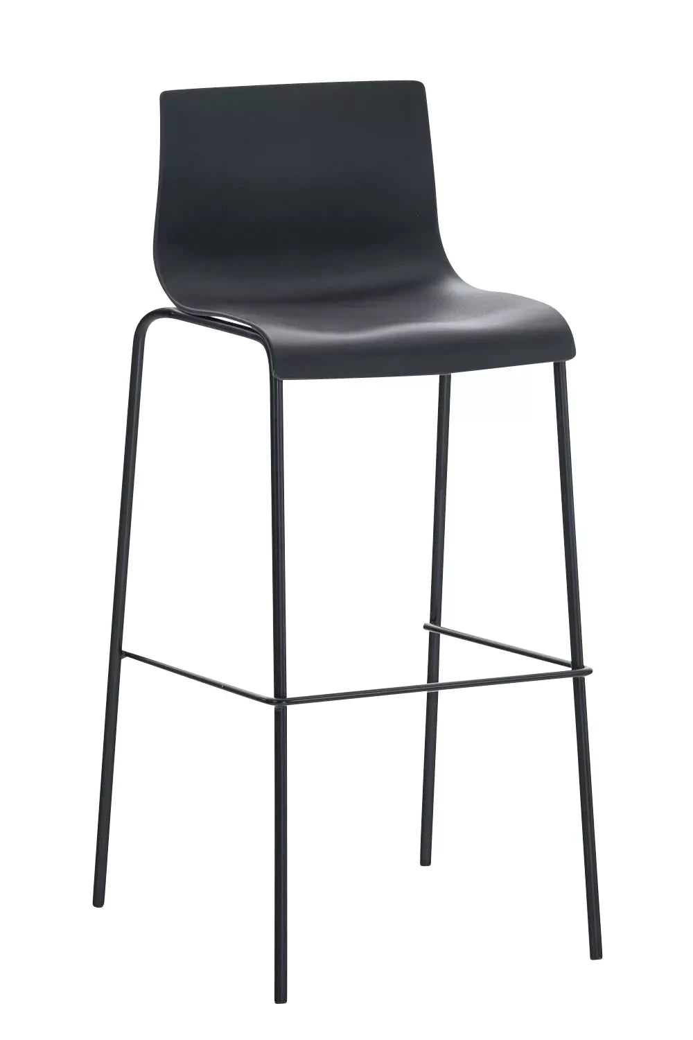 In And OutdoorMatch Klassieke Barkruk Emory - Zwart - Modern Design - Ergonomische barstoelen - Set van 1 - Met Rugleuning - Voetensteun - Voor Keuken en Bar - Kunststof Zitting Barkrukken / hocker