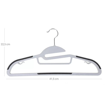 In And OutdoorMatch Kledinghangers Karlee - 20 stuks - Anti Slip - Broekhangers - Ruimtebesparend - 41,5 x 22,5 x 0,5 cm - Grijs kledinghanger