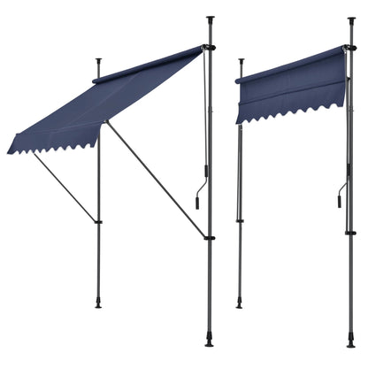 In And OutdoorMatch Klemluifel Birdy - Uitschuifbare Luifel - Donkerblauw - 350x120 cm - Staal en Stof - Waterafstotend - UV Bescherming Sunshade