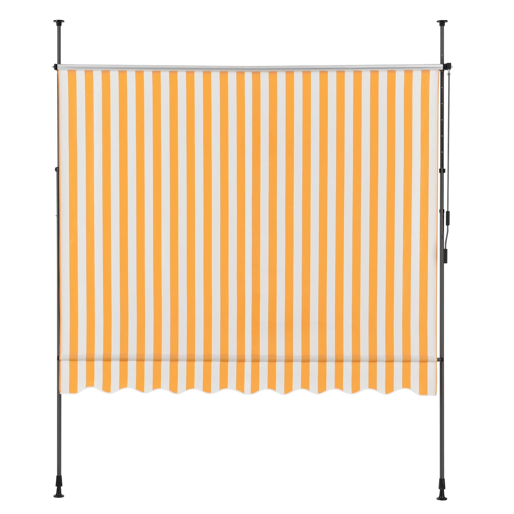 In And OutdoorMatch Klemluifel Esso - Uitschuifbare Luifel - Geel en Wit - 400x120 cm - Staal en Stof - Waterafstotend - UV Bescherming Parasol