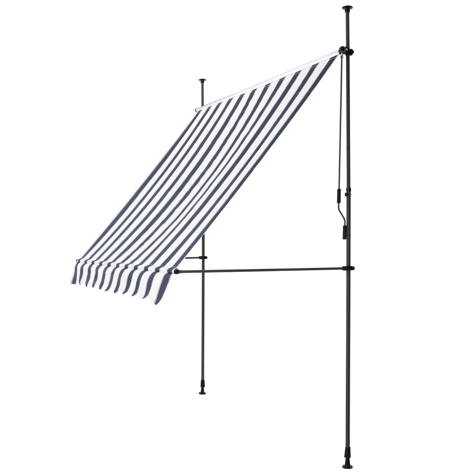 In And OutdoorMatch Klemluifel Katja - Uitschuifbare Luifel - Donkerblauw en Wit - 150x120 cm - Staal en Stof - Waterafstotend - UV Bescherming Sunshade