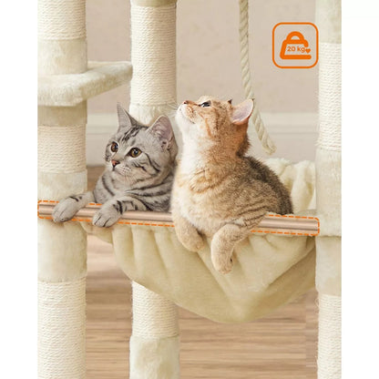 In And OutdoorMatch Krabpaal Tyrique - 143cm - Kattenspeelgoed - Voor katten - Creme - Zachte kattenmand hangmat - Geschikt voor kleine kittens Krabpaal