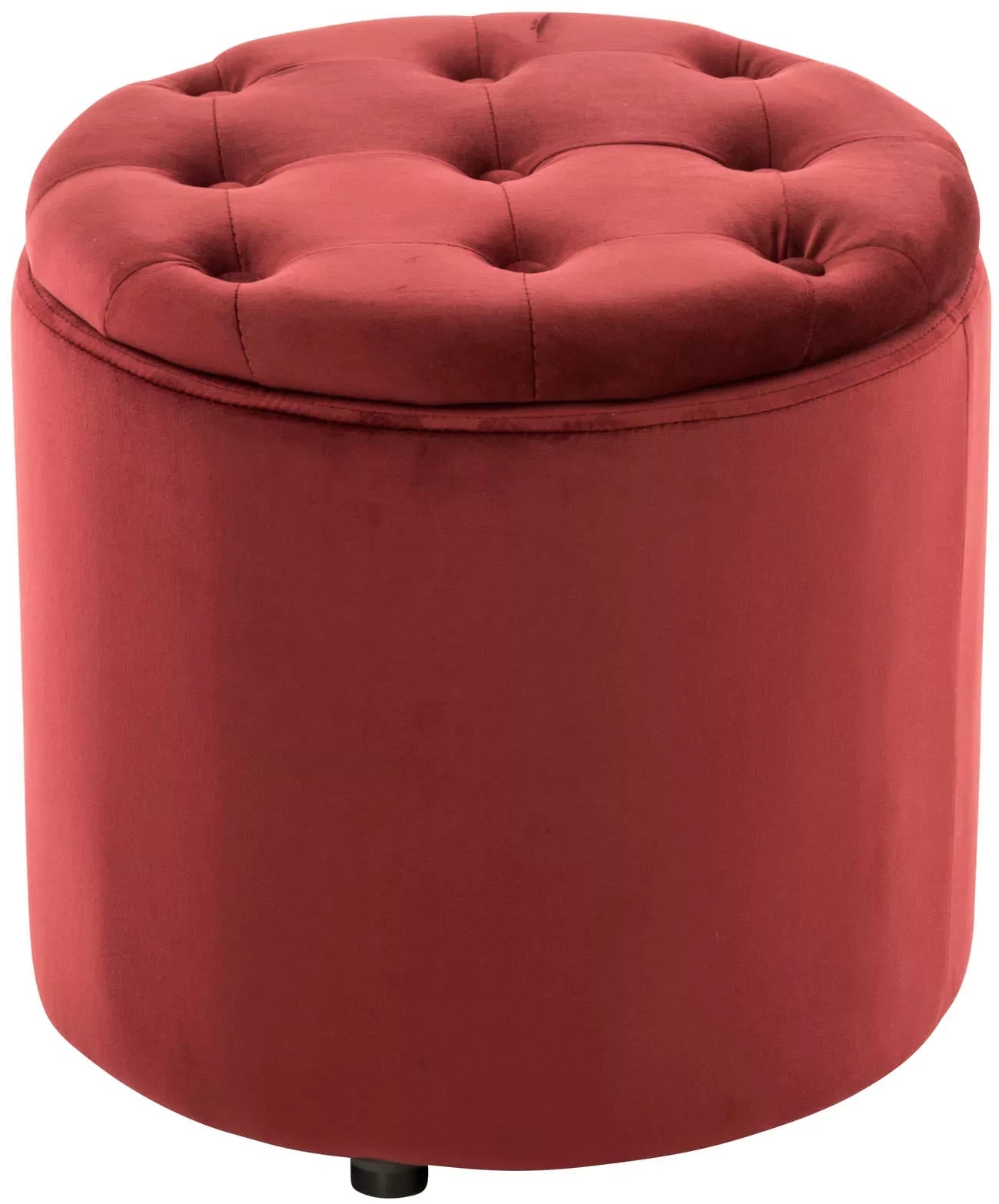 In And OutdoorMatch Kruk Helena - Fluweel - Rood - Gestoffeerde Zitting - Modern Design - 44x44x42cm - Opbergkruk - Multifunctioneel stool