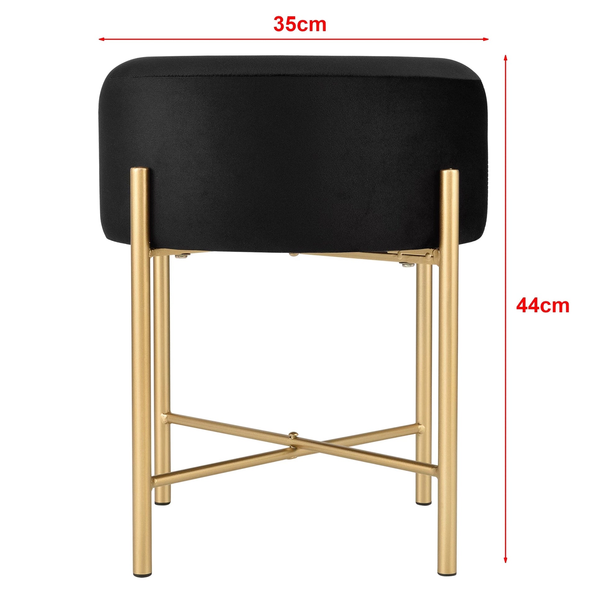 In And OutdoorMatch Kruk Keith - Rond - 44xØ35 cm - Zwart en Messing - Metaal en Stof - Modern Design stool