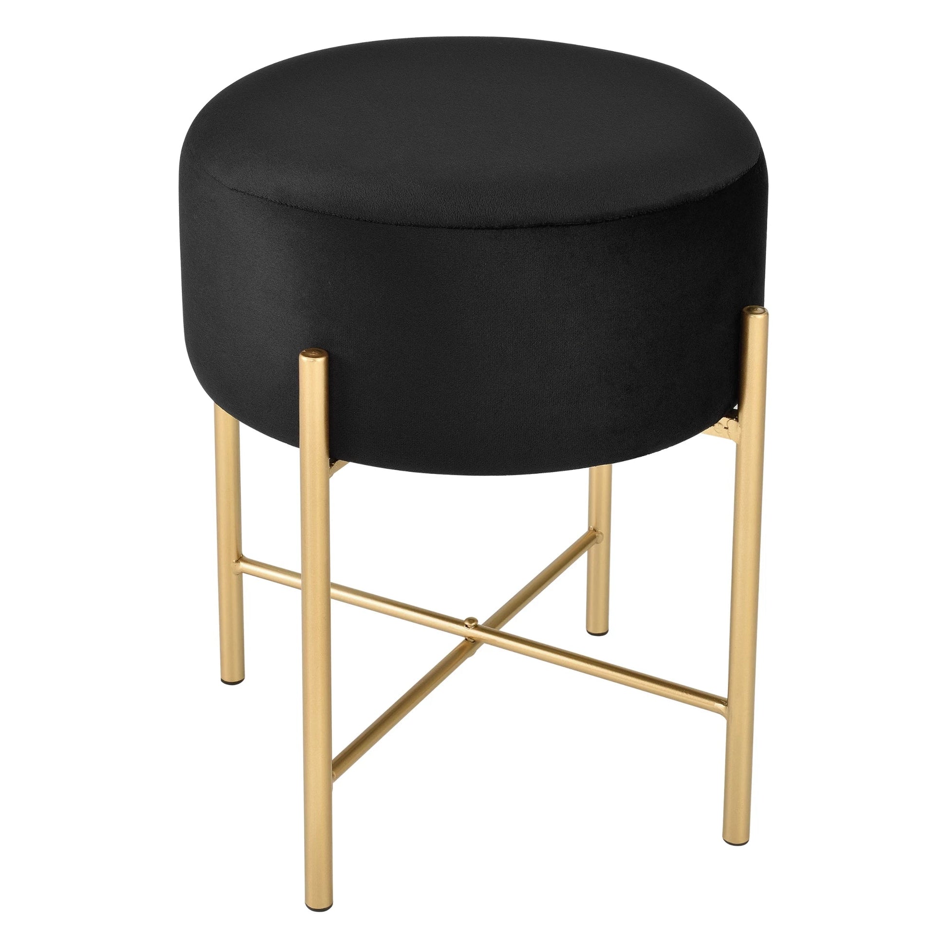 In And OutdoorMatch Kruk Keith - Rond - 44xØ35 cm - Zwart en Messing - Metaal en Stof - Modern Design stool