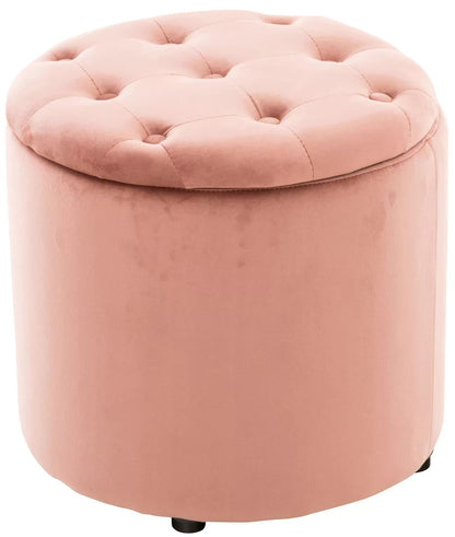 In And OutdoorMatch Kruk Rafaela - Fluweel - Roze - Gestoffeerde Zitting - Modern Design - 44x44x42cm - Opbergkruk - Multifunctioneel stool