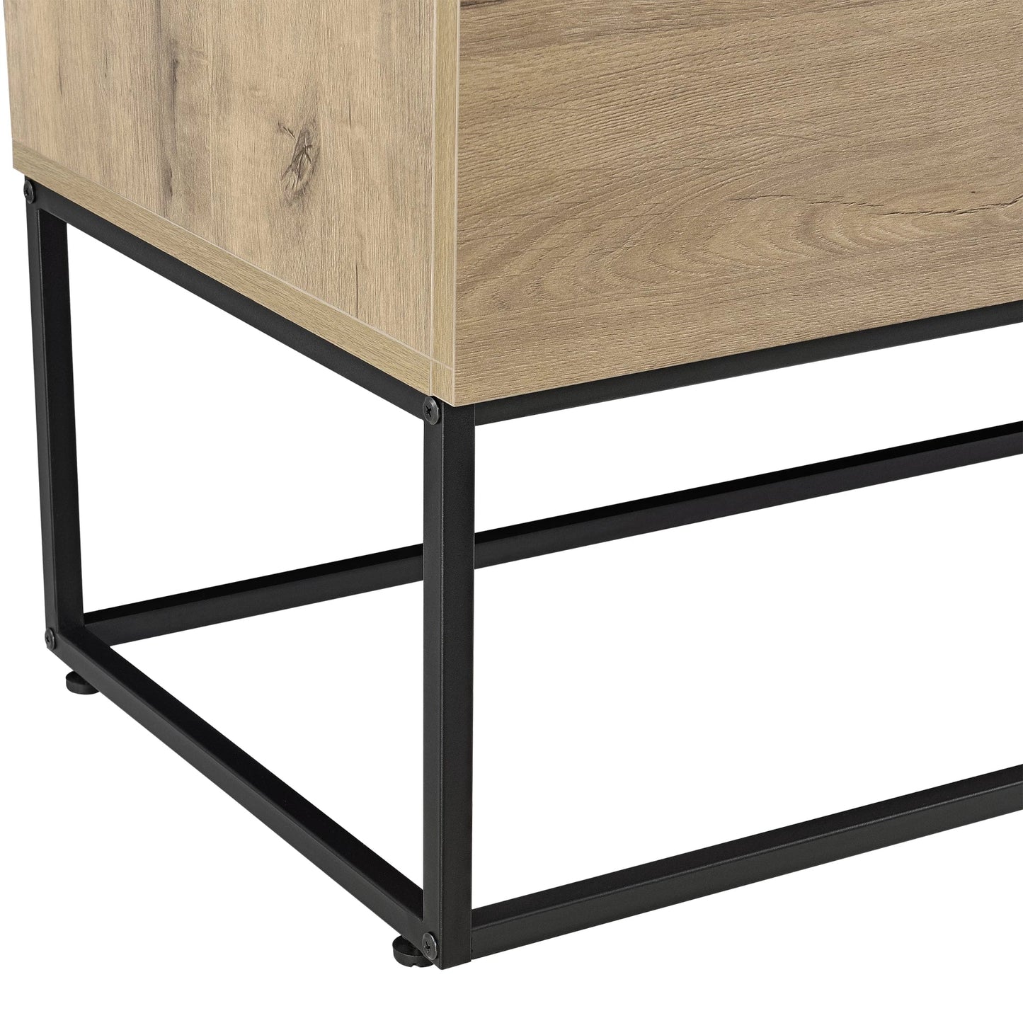 In And OutdoorMatch Ladenkast Domenick - Commode - 79x115x40 cm - Zwart en Eikenkleurig - Staal en Spaanplaat - Modern Design Bijzetttafel