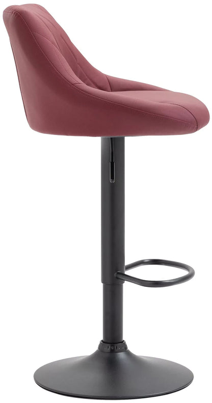 In And OutdoorMatch Leren barkruk Gavin - Bordeaux zwart - Zithoogte 60-81 cm - Ergonomische barstoelen - In hoogte verstelbaar - Set van 1 - Met rugleuning - Voor keuken en bar Barkrukken / hocker