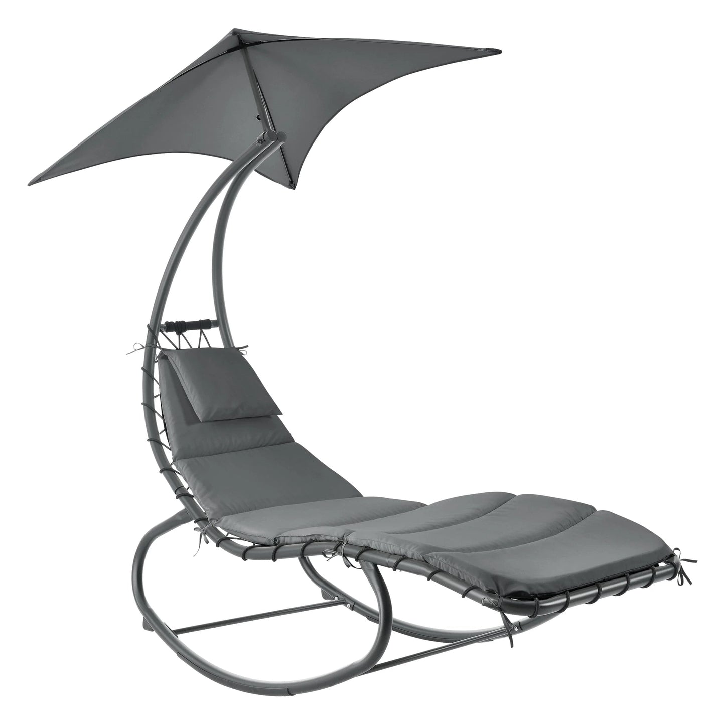 In And OutdoorMatch Ligbed Shayna - Met Luifel - Schommelstoel - 193x104x200 cm - Donkergrijs en Antraciet - Staal en Polyester Garden Chair