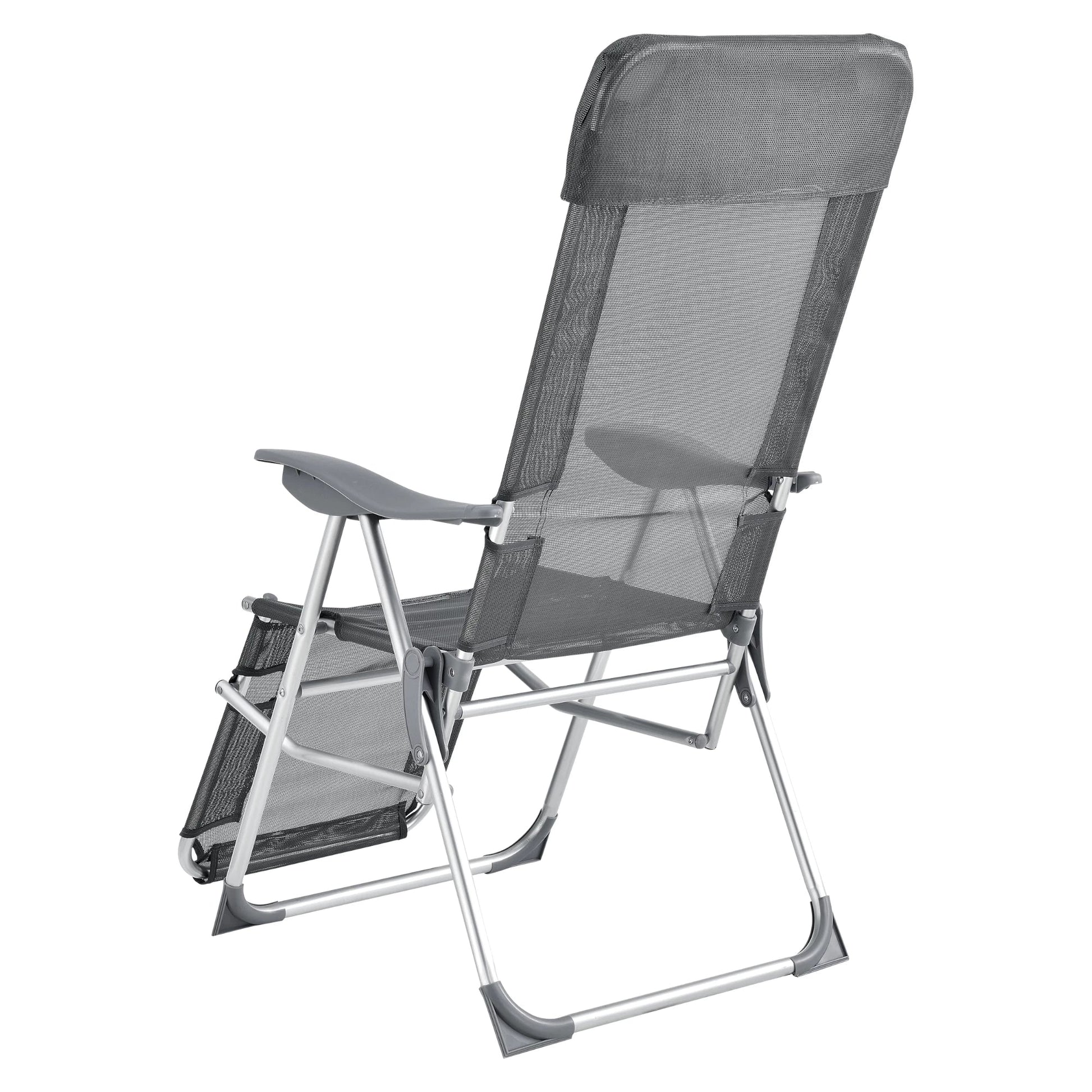 In And OutdoorMatch Ligstoel Desiree - Opvouwbaar - Tot 130 kg - Donkergrijs - Inklapbaar - Comfortabel ligbed Garden Chair