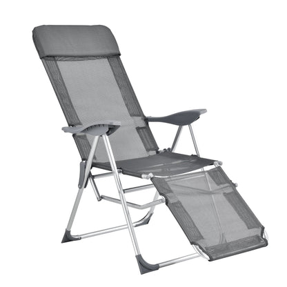 In And OutdoorMatch Ligstoel Desiree - Opvouwbaar - Tot 130 kg - Donkergrijs - Inklapbaar - Comfortabel ligbed Garden Chair