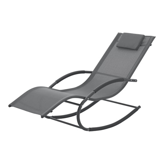 In And OutdoorMatch Ligstoel John - Schommelstoel - 174x63x88 cm - Donkergrijs - Staal en Stof - Stijlvolle uitstraling Garden Chair