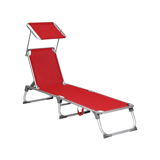 In And OutdoorMatch Ligstoel Maritza - Zonnebed - Met zonnescherm - Ligbed tuin - Loungebank - 193x55x48cm Lounge stoel