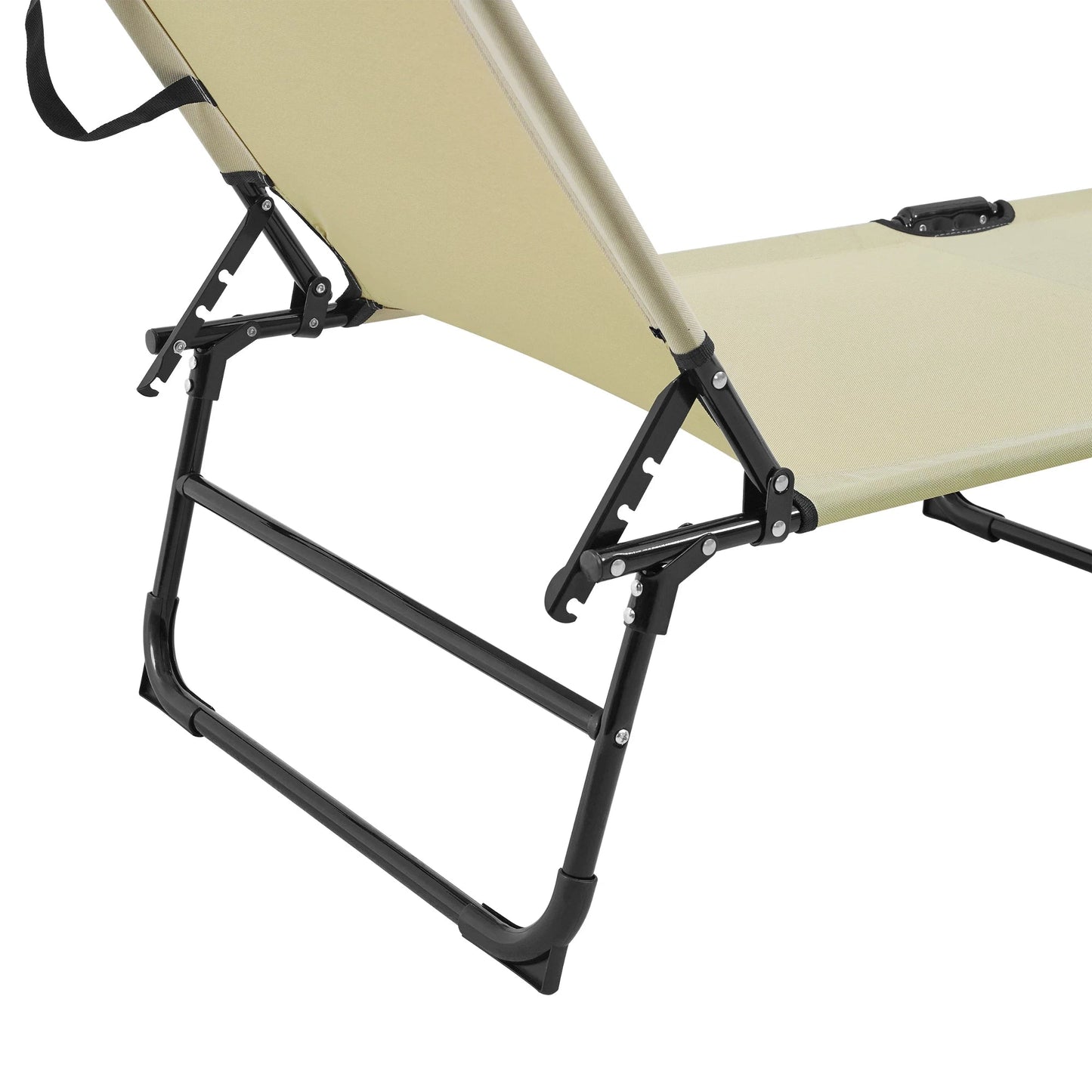 In And OutdoorMatch Ligstoel Thaddeus - Met Zonnekap - 187x53x27 cm - Crème - Staal en PVC - Luxe Look Lounge stoel