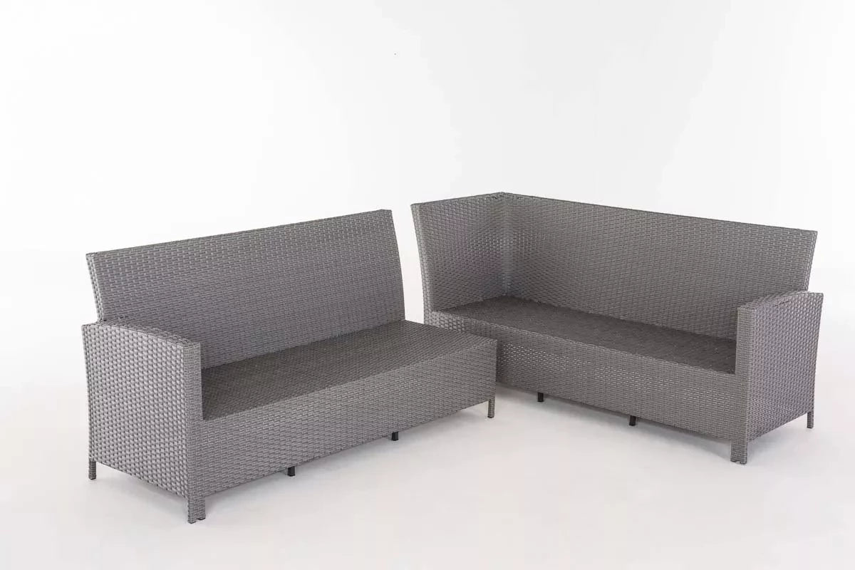 In And OutdoorMatch Loungebank Gianni - Wicker - Tuinmeubelen - Voor buiten, tuin en balkon - Loungeset bank - Creme/wit Garden Bench