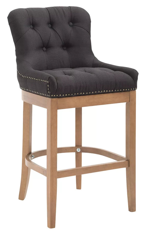 In And OutdoorMatch Luxe Barkruk Tristin - Bruin - Deluxe Antique Design - Ergonomische Barstoelen - Set van 1 - Met Rugleuning - Voetensteun - Voor Keuken en Bar - Gestoffeerde Zitting Eetkamerstoel