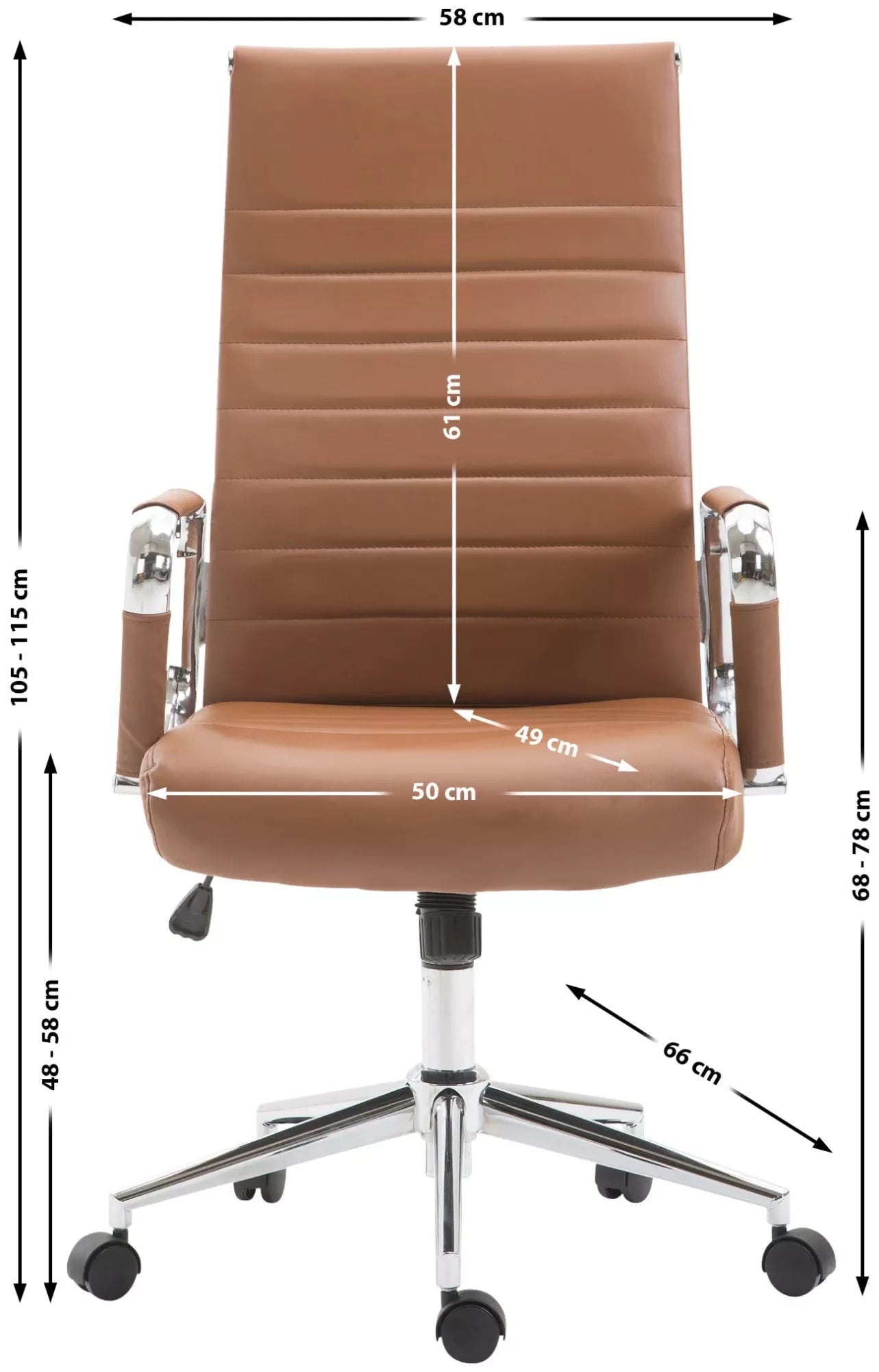 In And OutdoorMatch Luxe Bureaustoel Gaspare Daron - Kunstleer - Bruin - Op wielen - Ergonomische bureaustoel - Voor volwassenen - In hoogte verstelbaar Bureaustoel