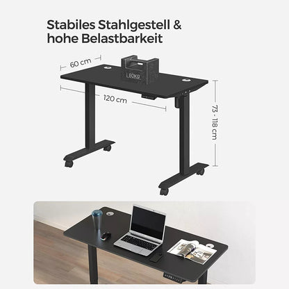 In And OutdoorMatch Luxe Elektrisch Bureau Collin - Zit-sta bureau - Zwart - Memory functie met 3 hoogtes - In hoogte verstelbaar 71-117cm - 80kg draagvermogen - 60x120cm Desk