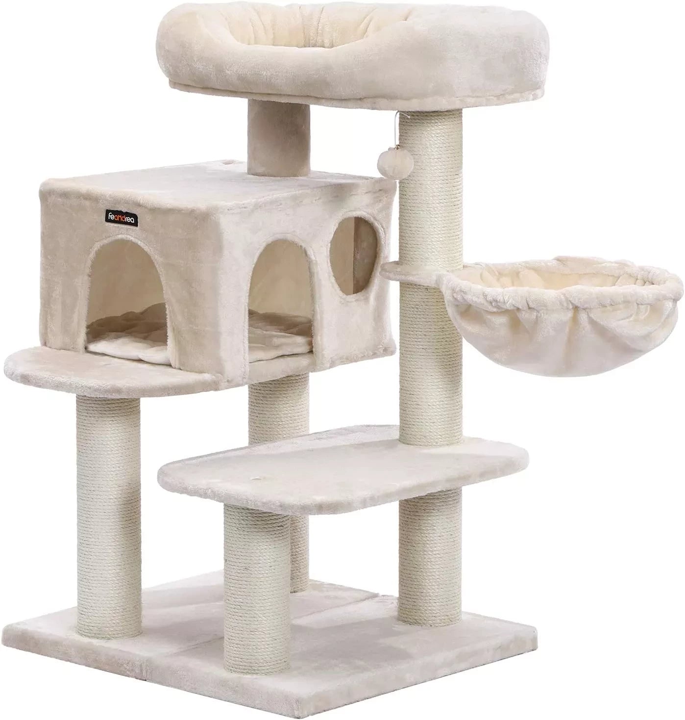 In And OutdoorMatch Luxe Krabpaal voor Katten Ollie - Beige - Zachte Kattenmand Hangmat - Kattenspeelgoed - Geschikt voor Kleine Kittens - 70x60x112cm Krabpaal