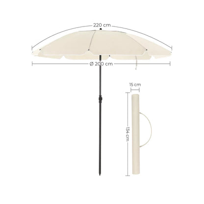 In And OutdoorMatch Luxe Paraplu Jazmin - Langwerpig - Kantelbaar - Staand - Beige - Terras of tuin - 200cm Parasol