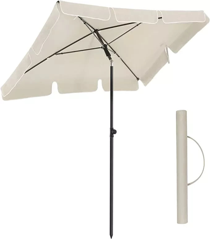 In And OutdoorMatch Luxe Paraplu Sheila - Langwerpig - Kantelbaar - Staand - Beige - Terras of tuin - 180x125cm Parasol