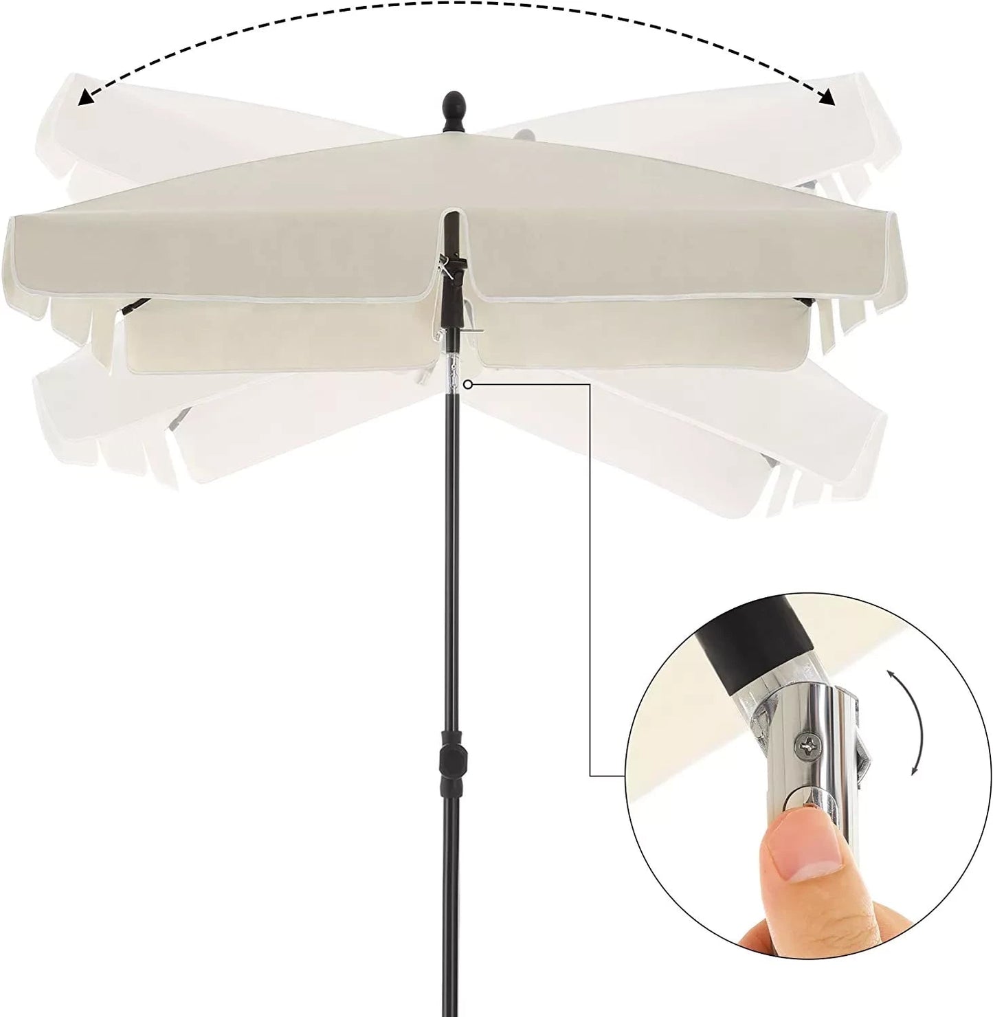 In And OutdoorMatch Luxe Paraplu Sheila - Langwerpig - Kantelbaar - Staand - Beige - Terras of tuin - 180x125cm Parasol