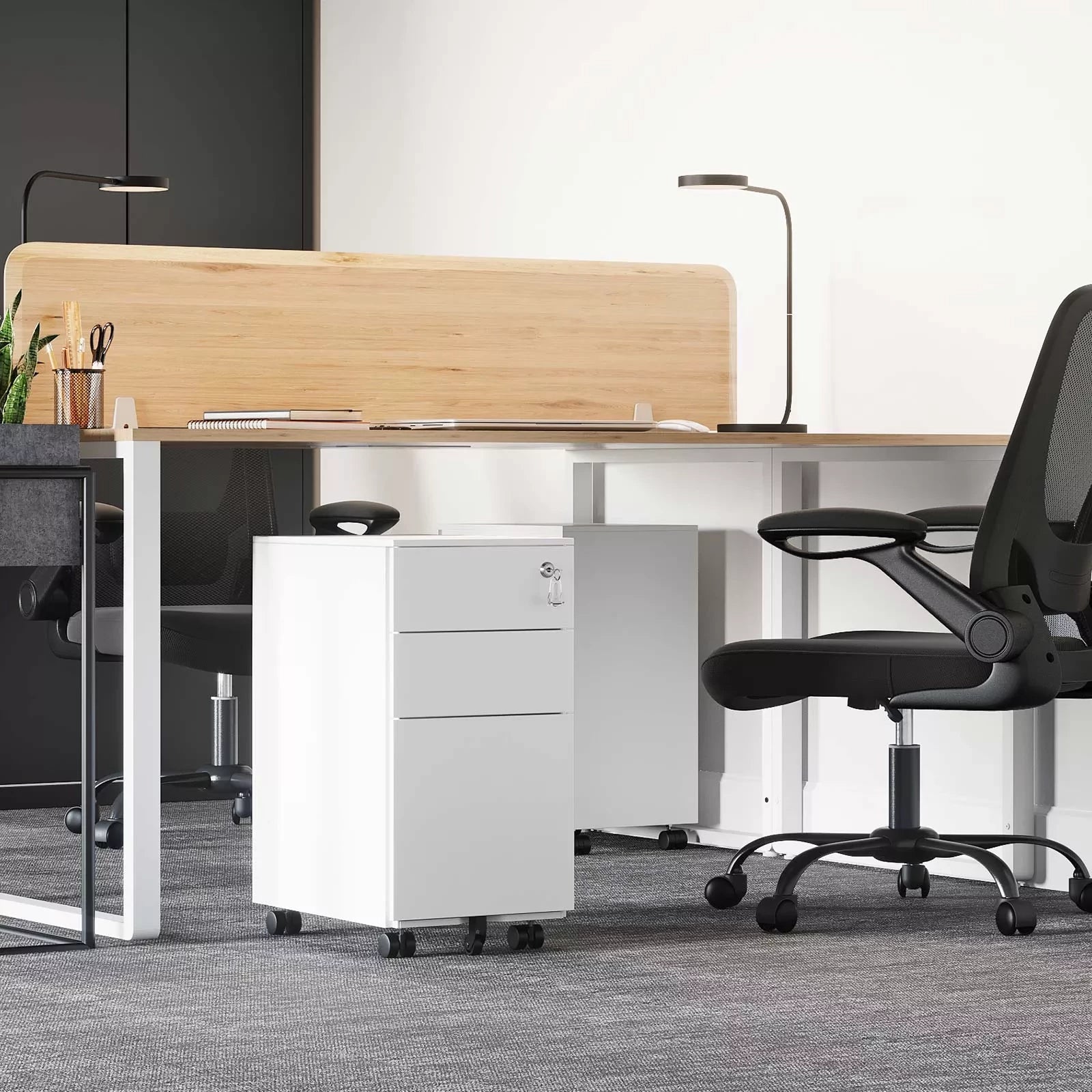 In And OutdoorMatch Luxe archiefkast met slot Lois - Bureaukast - Archiefkast metaal - Ladeblok bureau - Wit - 30x45x60cm Kast