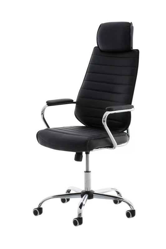 In And OutdoorMatch Luxe bureaustoel Durward - Zwart - Op wieltjes - Kunstleer - Ergonomische office chair - In hoogte verstelbaar - Voor volwassenen Bureaustoel