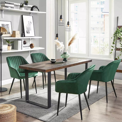 In And OutdoorMatch Luxe eetkamerstoel Uriel - Groen - Met armleuning en rugleuning - Set van 1 - Woonkamerstoelen - Keukenstoelen - Fluweel Eetkamerstoel