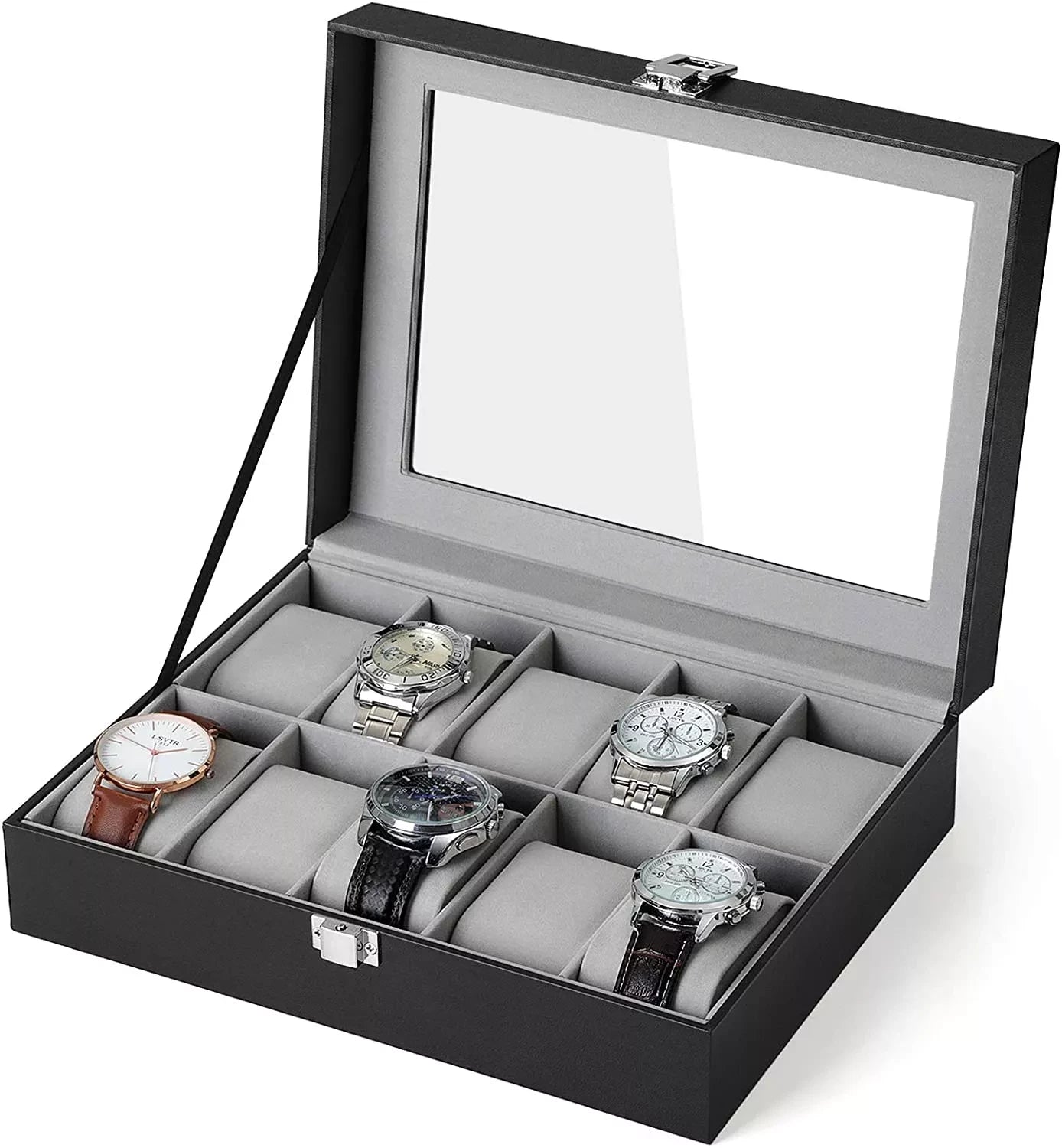 In And OutdoorMatch Luxe horlogedoos Isjen - Horlogedoos Opbergdoos - Sieradendoos - Heren - 10 stuks - 25x20x8cm Horloge doos