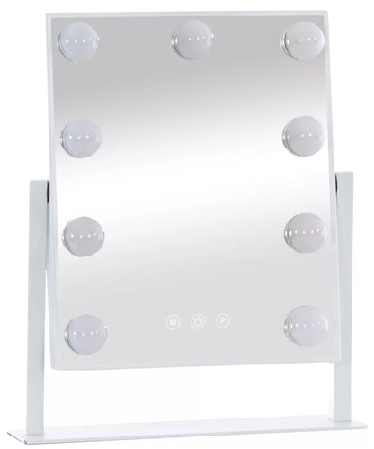 In And OutdoorMatch Make Up Spiegel Johnnie - Met LED verlichting - 36x30cm - Zonder Rand - Lichtdimmer - Energiebesparend - Hollywood Spiegel - Optimale Verlichting Muur spiegel