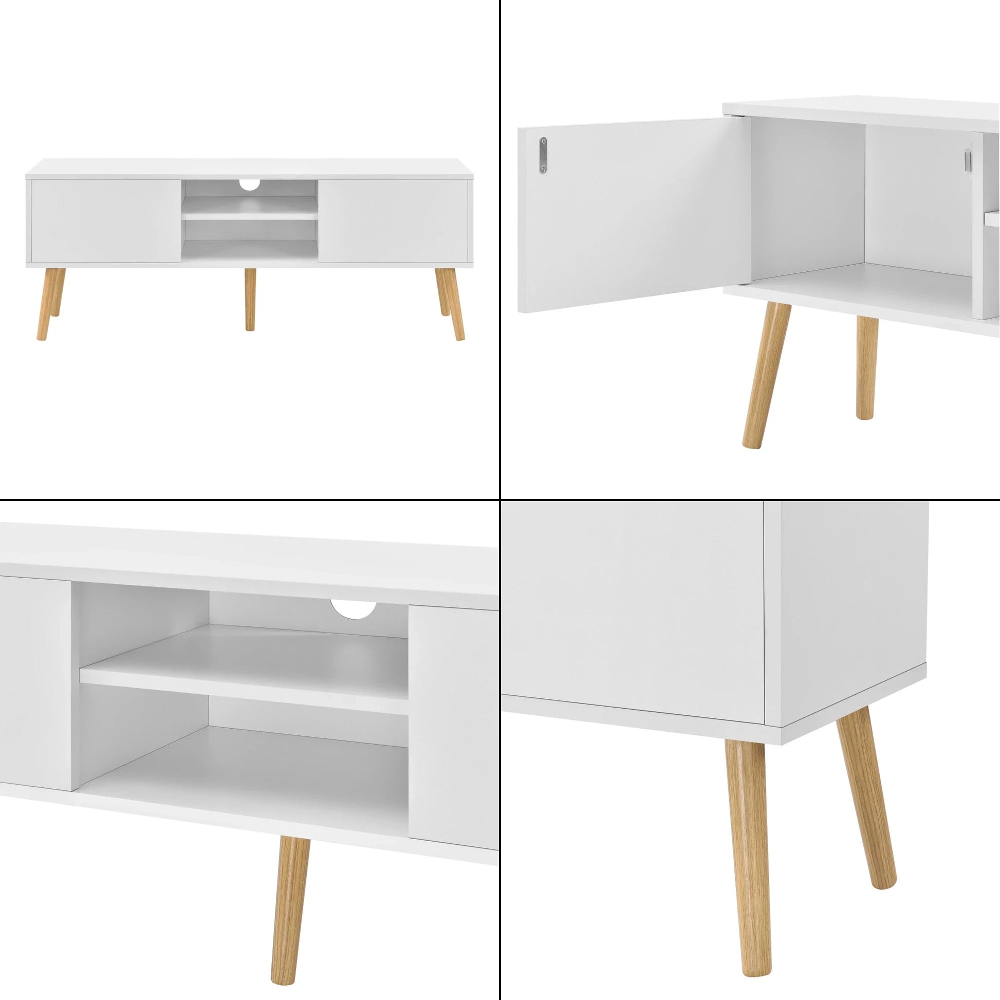 In And OutdoorMatch Matilda-meubel Miguel - 120x29,5x46,5 cm - Wit - Spaanplaat en Hout - Stijlvol design TV cabinet