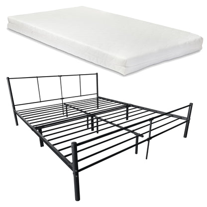 In And OutdoorMatch Metalen Bed Kylie - Met Bedbodem - Met Matras - Zwart - 180x200 cm - Modern Design bed twee personen