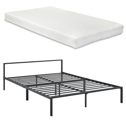 In And OutdoorMatch Metalen Bedframe Ephraim - Zwart - Met matras - 160x200 cm - Staal en Koudschuim - Modern Design bed twee personen